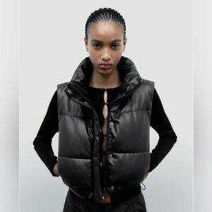 Zara Faux Leather Puffer Vest Size XSmall